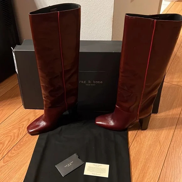 2PC NIB Rag & Bone ANLEN Crinkled Leather Tall Boot 7.5 & Rag & Bone  Sweater - Picture 4 of 15